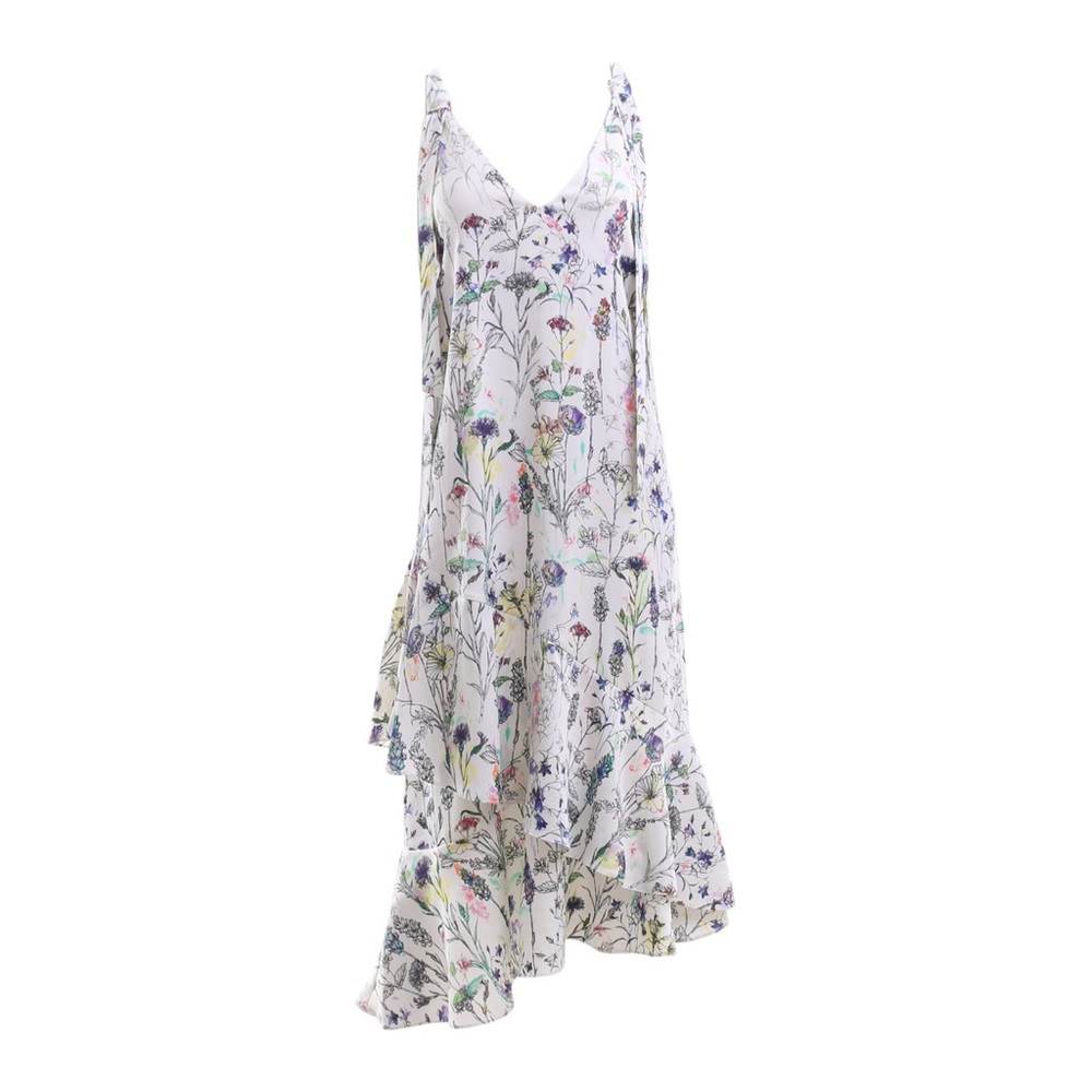 H&M Crepe  Dress Natural White Floral Size 4 (EUC)